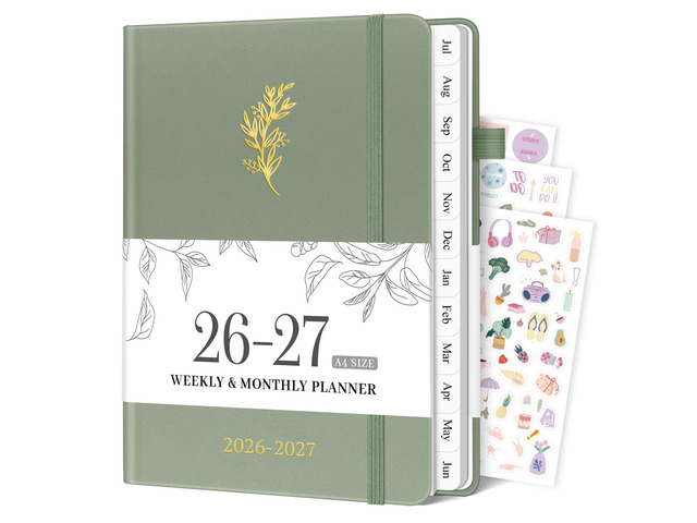 2026-2027 Planner, Weekly & Monthly Calendar with Tabs, 8.5'x11' Jul 2026-Jun 2027 Academic Year, A4 Large Hardcover Calendar Agenda with Date for...
