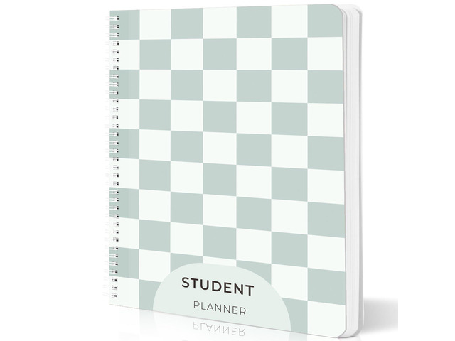 Large Academic Planner 2026-2027, Green Checkerboard Student Calendar, Jul. 2026 - Jun. 2027, 8.5' x 11', Weekly Monthly Plan Book for School,...