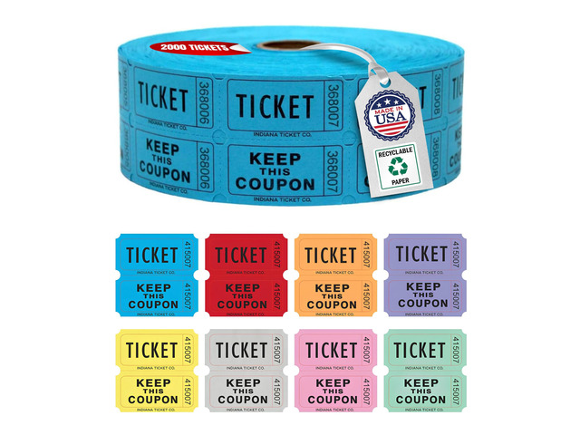 Raffle Tickets Roll, 50/50, Blue, 2000 Tickets per Roll Made in USA Premium raffle tickets roll, ideal for 50/50 raffles, fundraisers, door prizes,...