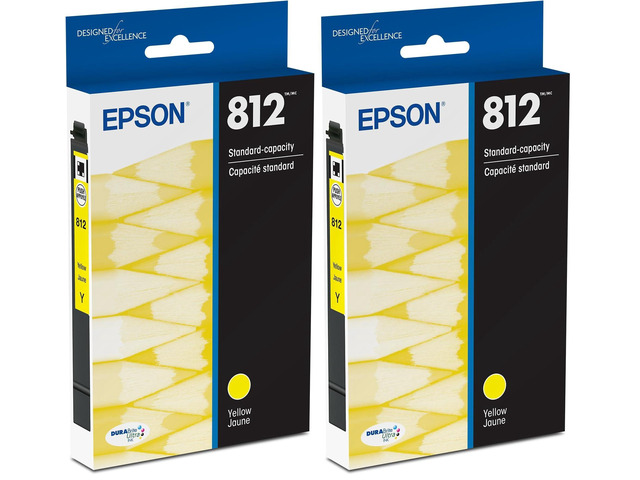 T812 DURABrite Ultra Ink Standard Capacity Yellow Cartridge (T812420-S) for Select Workforce Pro Printers (Pack of 2)