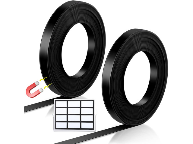 Black Magnetic Tape Roll Thin Strips, 1/4 Inch X 100 Feet, 2 Pcs Magnetic Board Dividers Whiteboard Graphic Decorative Tape Marking Line for...
