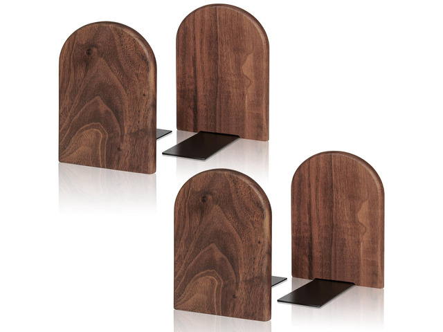 Book Ends,2 Pair Large Bookends Wood Book Ends Universal Economy Bookend (2, Large)