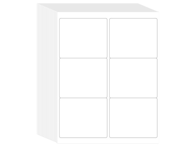 L LIKED 3-1/3'x4 Printable Matte Sticker Labels 600 Labels 100 Sheets Printable, white, strong adhesive, laser/inkjet compatible, 6 per sheet,...