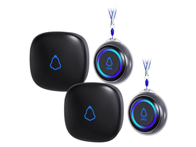 Wireless Caregiver Pager, 2 Call Buttons + 2 Receivers for Elderly at Home Medical Life Alert System for Seniors/Kids, SOS Emergency Panic Call...
