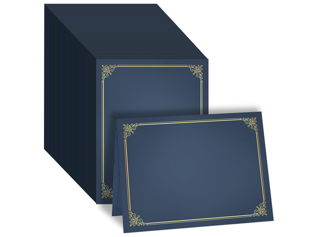 Certificate Holders - 200 Packs Blue Diploma Holders, Certificate Covers with Gold Foil Border, for Letter Size 8.5 x 11 Certificate Paper, Award,...