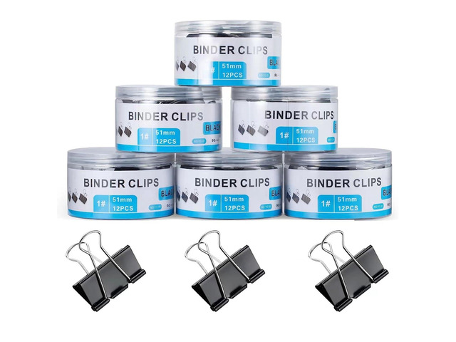 72 Pcs Extra Large Binder Clips 2 Inch Big Black Paper Clip Large Binding Clip, Jumbo Paperclips Bulk, Heavy Duty Big Paperwork Clamp, Kitchen...