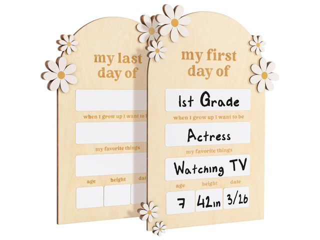 Beautiful Wooden First and Last Day of School Board Sign - Dry-Erase Prop Modern and Large Back to School Sign for Lasting Memories - The Perfect...