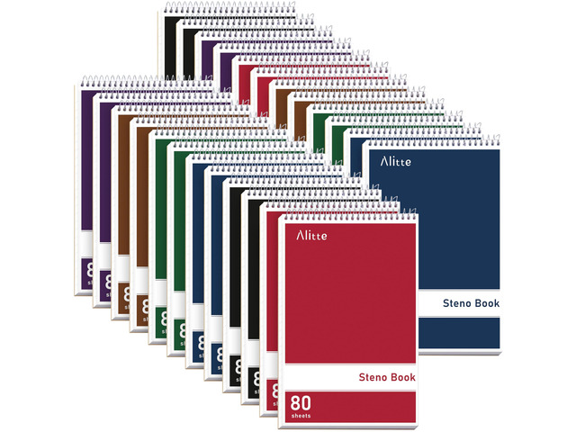 Steno Pads Spiral 6x9-24 Pack Regular Colors - Perfect for Work, School, and Home Use, Easy Tear-Off Pages, Gregg ruled, White Paper - No Ink...