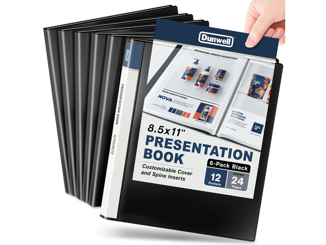 12-Pocket Presentation Binder 8.5x11, 24-Page Portfolio, 6-Pack 6-pack presentation binders each feature 12 pockets with 24 viewable pages for...