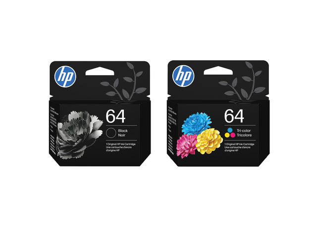 64 Black and 64 Tri-Color Ink Cartridge 2 Pack for Printers Works with Printer Series: Envy Inspire 7950e; Envy Photo 6200, 7100, 7800; Tango....