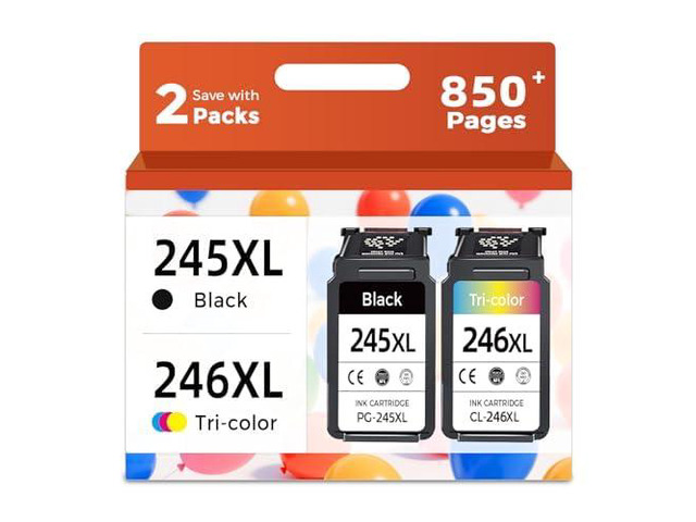 245XL 246XL Ink Cartridge Compatible for Canon 245 246 XL Black Color Ink Replacement for PG245 CL246 for MX490 MG2522 MX492 TR4520 TR4500 MG2520...
