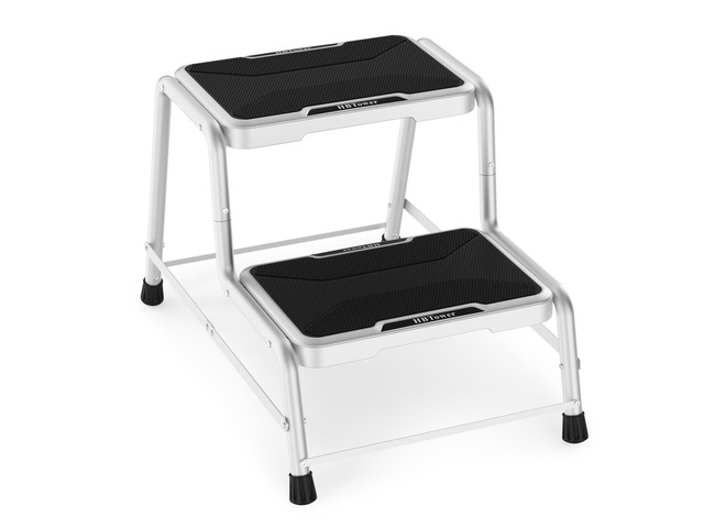 2 Step Stools for Adults Kids with Non-Slip Rubber Feet Holds Up to 600 lbs, Lightweight Stepping Stools for Bedroom Kitchen Bathroom, Bed Steps...