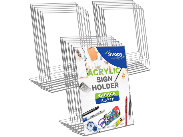 8.5x11 Acrylic Sign Stand Holders, Clear Plastic Table Paper Display Stands Displaying Posters, Pictures, Flyers, Menu Tabletop Holder Stand - 8.5...