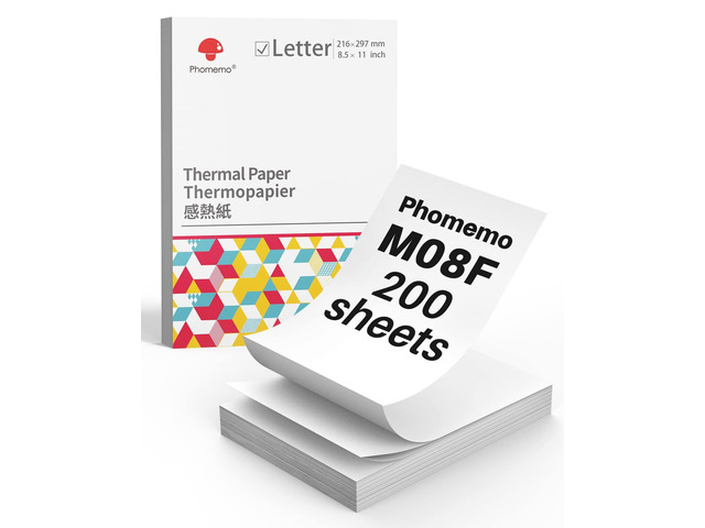 Folded Thermal Printer Paper 8.5×11 for M08F M08D M832 M832D 200Pcs Inkless Portable Printer Paper for Continuous Printing, Compatible with...
