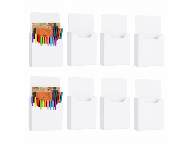 8 Pack Magnetic File Folder Holder for Whiteboard Classroom Storage 5'x7'x1.2' Hanging Magnetic Wall File Organizer, Refrigerator Magazine Holder,...