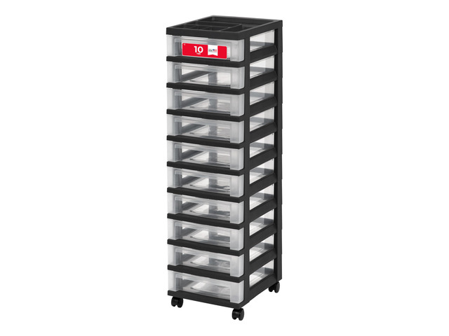 10-Drawer Rolling Storage Cart, Black/Clear Keep classroom supplies, teacher essentials, craft materials, and learning tools organized with...