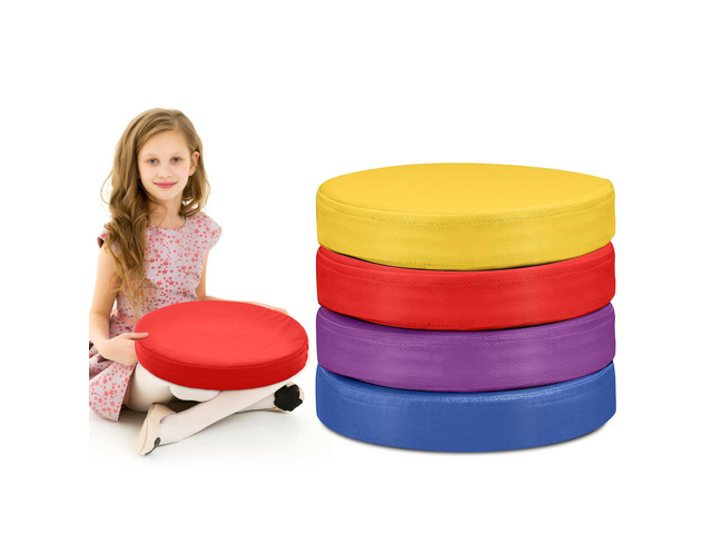 4 Pcs Extra Thick Floor Cushion Classroom, Bright Colors, Round Flexible Seating Cushions, Assorted Colored Pillow Floor Cushions, Soft Support for...