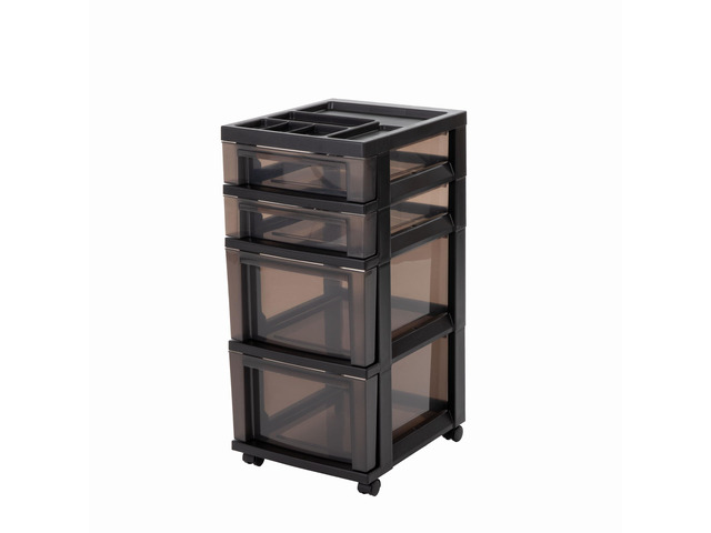 4-Drawer Rolling Storage Cart with Wheels, Black/Gray Keep classroom supplies, teacher essentials, craft materials, and learning tools organized...