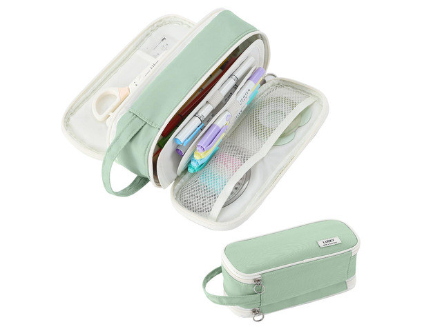 Large Pencil Case for Girls Teens Organizer Pencil Bag with Zipper Green Pencil Pouch for Kids Aesthetic Cute Big Pencil Pen Case for School...