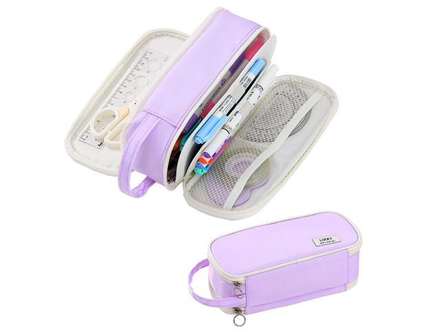 Large Pencil Case for Girls Teens Organizer Pencil Bag with Zipper Purple Pencil Pouch for Kids Aesthetic Cute Big Pencil Pen Case for School...