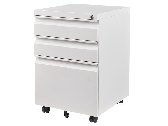 3 Drawer File Cabinet with Lock,Under Desk File Cabinet with Wheels,White Rolling Filing Cabinets,Three Drawer Metal Filing Cabinet for Home...