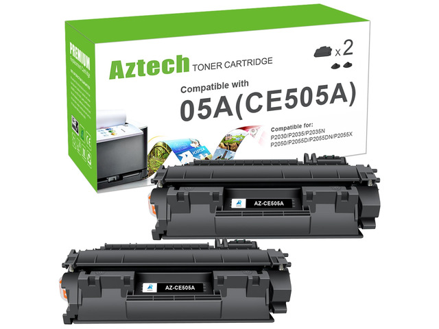 05A CE505A Toner Cartridge Black for HP LaserJet P2055dn P2035 P2030 2 Pack Compatible for HP 05A LaserJet P2035 P2035N P2055DN 2055DN 2035N P2050...
