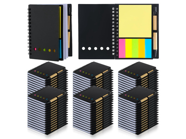 80 Pack Lined Spiral Notebook Bulk Small Notepad and Pen Set Steno Pads Lined Notepad Bulk, Black Pocket Notebook, For Business Office School Supplies
