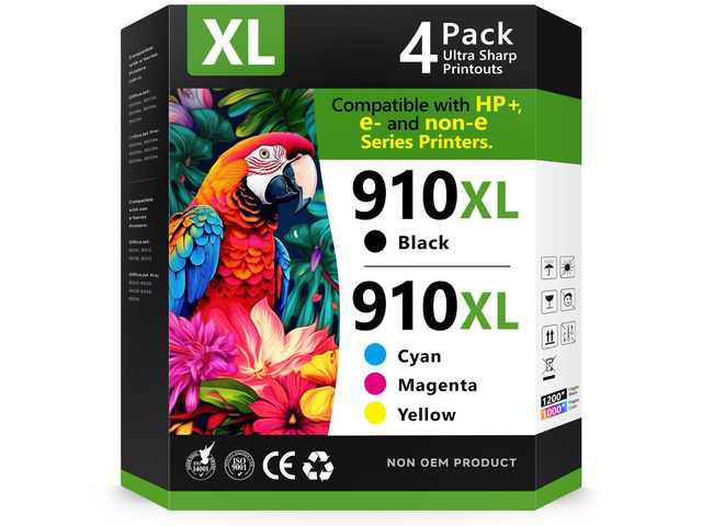 910XL Ink Cartridges for HP Printers Replacement for HP Ink 910XL 910 Combo Pack Work with OfficeJet Pro 8015e 8025e 8020e 8028e 8035e 8020 8022...