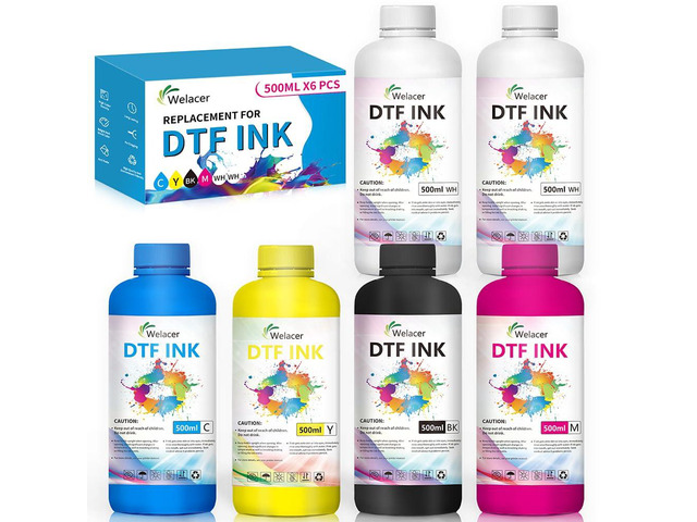DTF Ink 5Color Kit 500ml x 6 Heat Transfer Ink Refill I3200 ET-8550 Ink Kit for...
