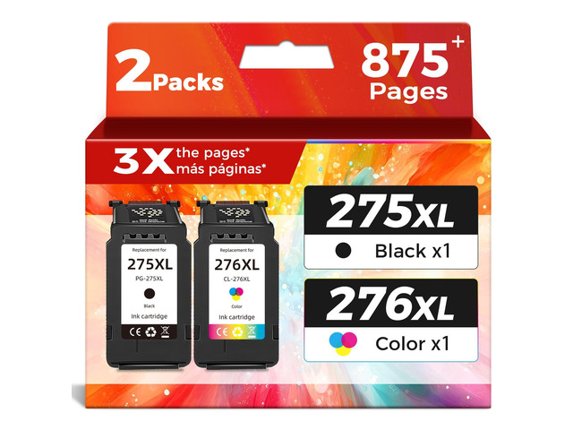 PG-275 CL-276 XL Ink Cartridge Replacement for Canon 275XL 276XL Black Tri-Color Combo Pack Compatible for Cannon PIXMA TS3722 TR4720 TR4722...