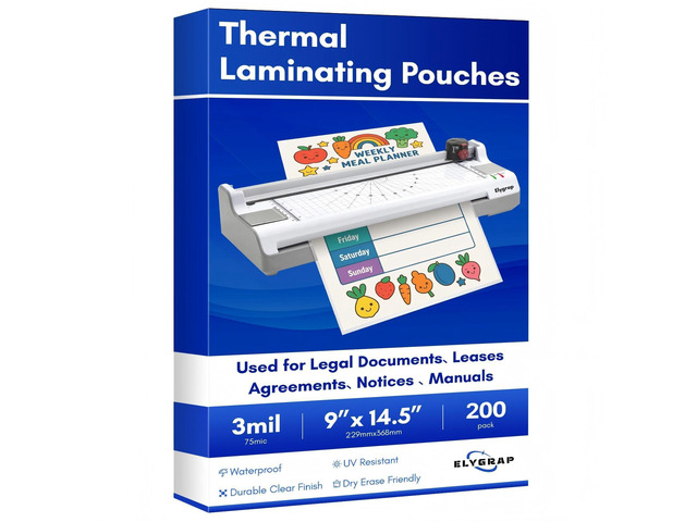Legal Size Laminating Sheets 8.5'x14'(9x14.5) 3Mil, 200 Pack 9x14.5 Clear Thermal Pouches for Documents, Compatible with All Laminators - Acid-Free...