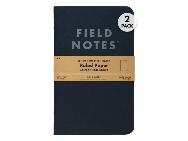 2-Pack Pitch Black Notebooks (4.75' X 7.5'), Ruled, 64 Pages Thin Pocket Sized EDC Notebook With 90 GSM Paper & Paperback Cover Work Notebooks...
