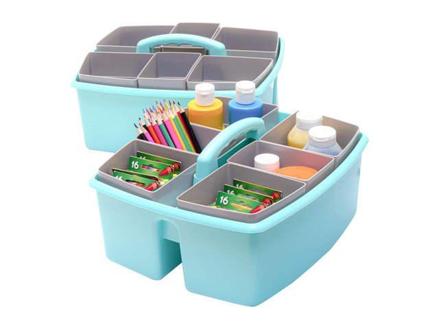 Large Classroom Caddy with Cups, 13 x 11 x 6.575 Inches, Teal, Case of 2 (00984U02C)