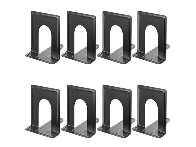 8.5 in Extra Large Heavy Duty Book Ends, Black Metal Bookends Premium Non-Skid Bookend for Shelves, Classic Book Stopper for...