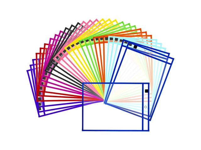 50 Packs Dry Erase Pocket Sleeves, Reusable Clear Plastic Classroom Sleeves, 10x14 Inch Ticket Holders, for School/Office Organization