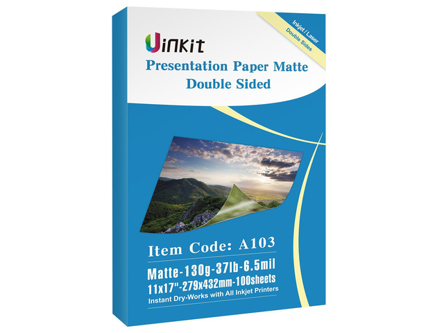 100 Sheets Matte Presentation tabloid paper 11x17 photo paper matte Double Sided 37lb Brochure Paper 6.5Mil for laser and Inkjet Printers