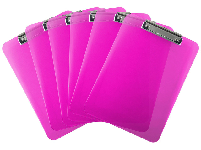 Pink Clear Clipboards Letter Size Low Profile (6-Pack)