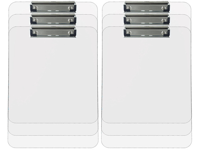Clear Plastic Clipboards Letter Size Low Profile (6-Pack) Transparent tinted plastic - Fits 8.5 x 11 letter paper - Bulk 6 pack for classroom,...