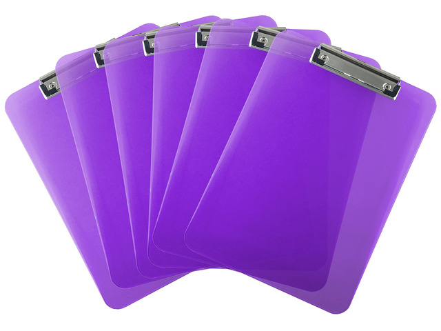 Purple Clear Clipboards Letter Size Low Profile (6-Pack)
