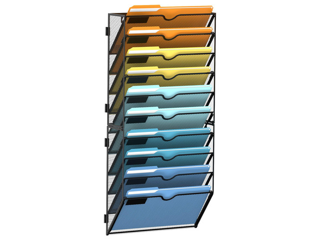 10-Tier Hanging Wall File Organizer with Hooks for Office Organization Mesh Wall File Holder, Mail Organizer Wall Mounted for Papers, Documents,...