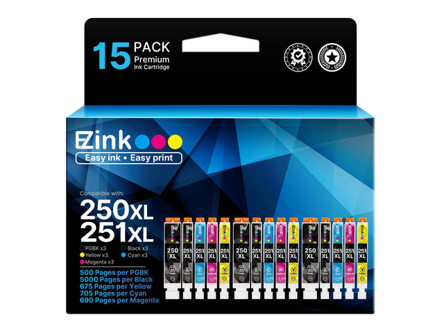250XL 251XL Ink Cartridge for Canon PGI-250XL CLI-251XL for MX922 (15 Pack) Compatible for Canon PGI 250 XL CLI 251 XL work with PIXMA MX922 MX920...