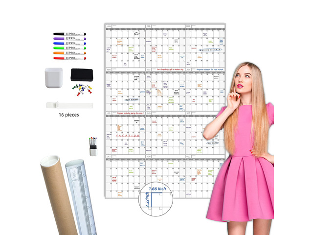 2026 Large Dry Erase Wall Calendar - 52x36 Inches - Blank Undated Yearly Calendar - Whiteboard Premium Laminated Planner - Reusable Laminated...