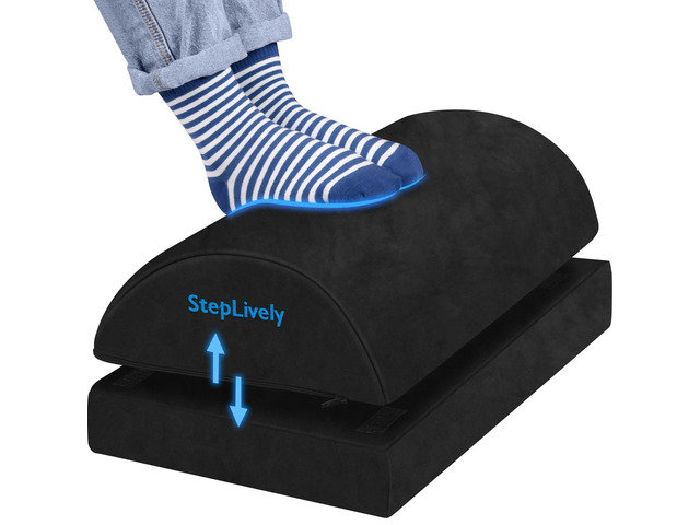 Foot Rest for Under Desk at Work, 2 Heights Foot Stool, Black, X-Large Comfortable Office Desk Accessories with 2 Adjustable Heights, Washable...