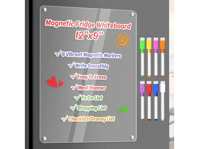 Acrylic Dry Erase Board Whiteboard for Fridge Meal Planner Menu Board for Kitchen Grocery to do List Shopping List Family Dinner Refrigerator Chore...