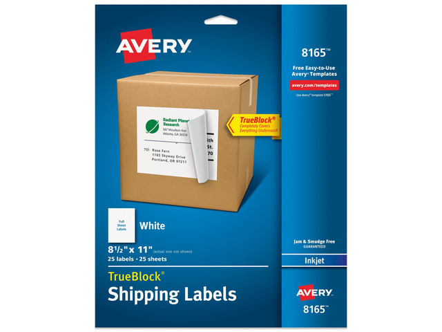 Full-Sheet Printable Shipping Labels, 8.5' x 11' Customizable Stickers, White, 25 Blank Mailing Labels, Great for Mailing, Shipping, Organizing,...