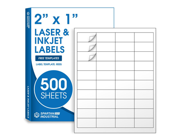 2' X 1' Matte White Printable Address Labels (500 Sheets, 20000 Labels) Mailing Labels and Barcod Stickers for Laser & Inkjet Printers - Template R005
