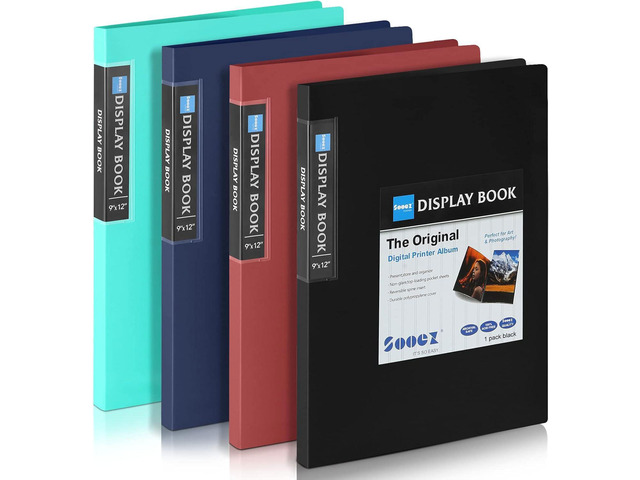 30-Pocket Binder with Plastic Sleeves 9x12, Heavy Duty Art Portfolio Folder with Clear Sheet Protectors, Display 60 Pages, Presentation Book for...