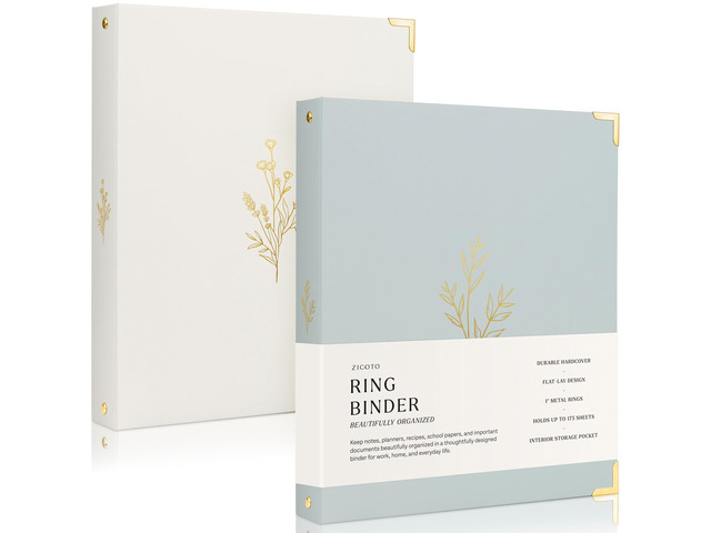 Aesthetic 3 Ring Binder Set of 2-1 Inch Binder Fits Letter Sized Paper Cute Holder for Women or Men with Pocket - Easily Organizes Your Paperwork...