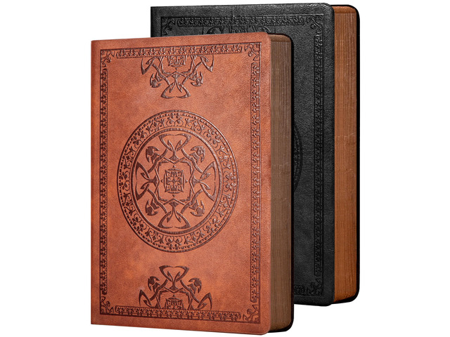 Leather Journal for Men Women Vintage Notebook Diary, A5, 2 Pack Embossed Softcover, 288 Pages, Lay Flat for Writing, Journaling, Work, Travel,...