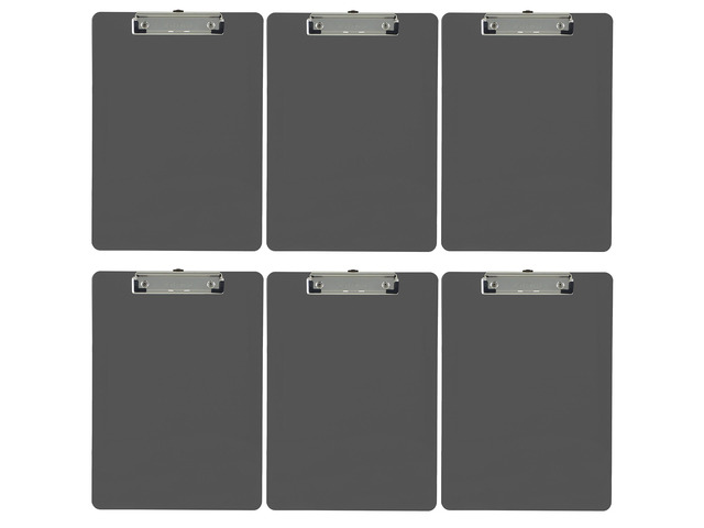 Gray Plastic Clipboards Letter Size Low Profile (6-Pack) Holds 80 to 100 sheets with rubberized grip corners, plus a retractable hanging loop that...